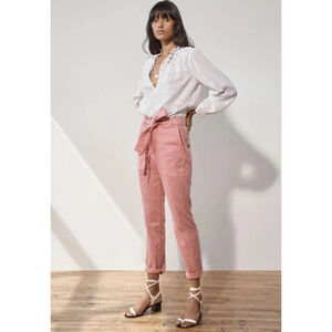 Rebecca Taylor La Vie Patrice Utility Twill Pants 27 Pink Belted Office Preppy